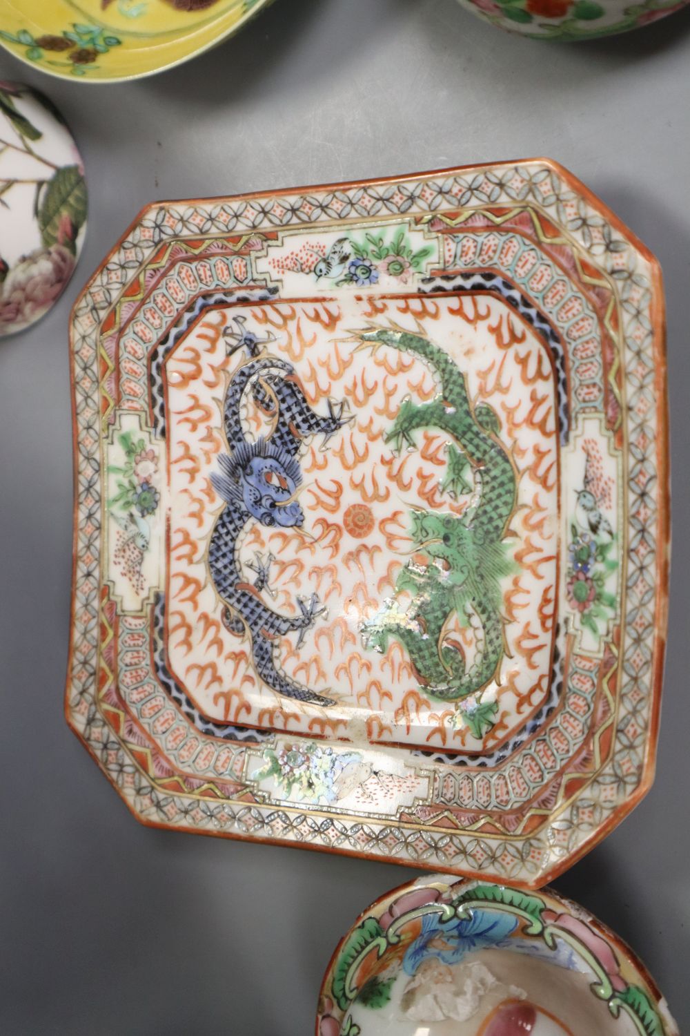 A group of Chinese porcelain vases and dishes, 19th century and later, and some European ceramics,
